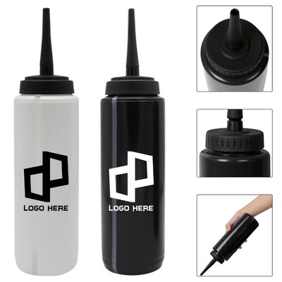 33.81oz Plastic Sports Water Bottle w/ Long Straw